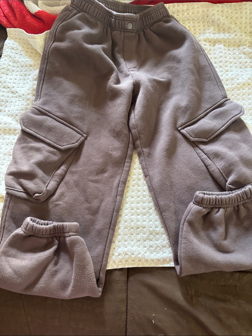 Zara Brown Cargo Fleece Joggers for Kids
